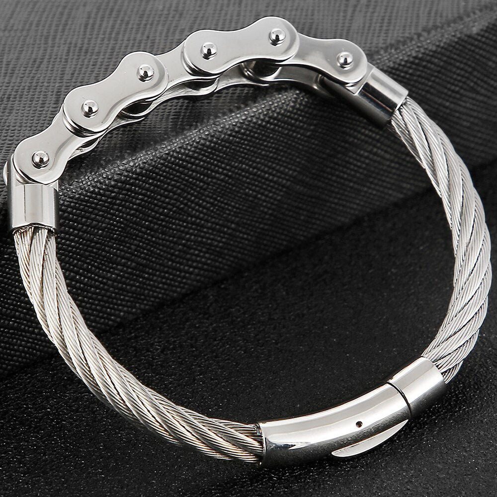 Cycolinks Braided Wire Mens Bike Chain Bracelet - Cycolinks