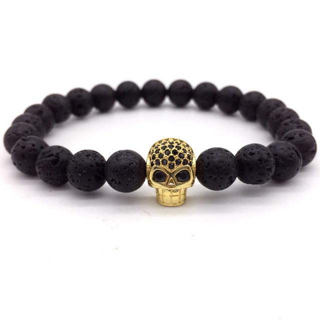 Cycolinks Skull Lava Stone Rope Bracelet - Cycolinks