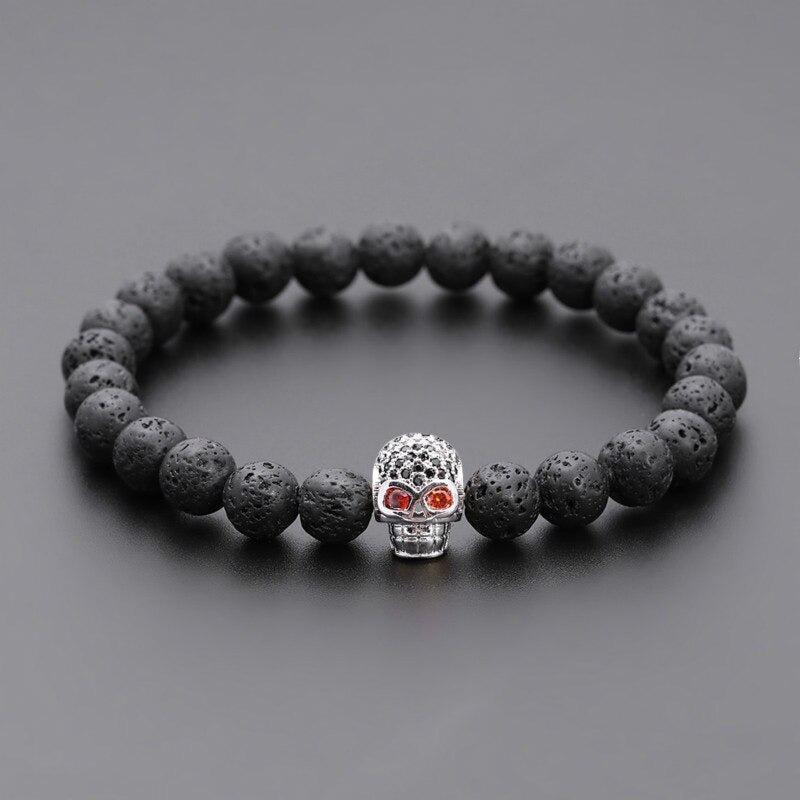 Cycolinks Skull Lava Stone Rope Bracelet - Cycolinks