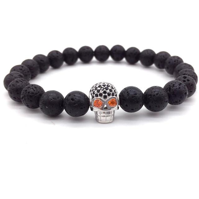 Cycolinks Skull Lava Stone Rope Bracelet - Cycolinks