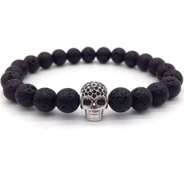 Cycolinks Skull Lava Stone Rope Bracelet - Cycolinks