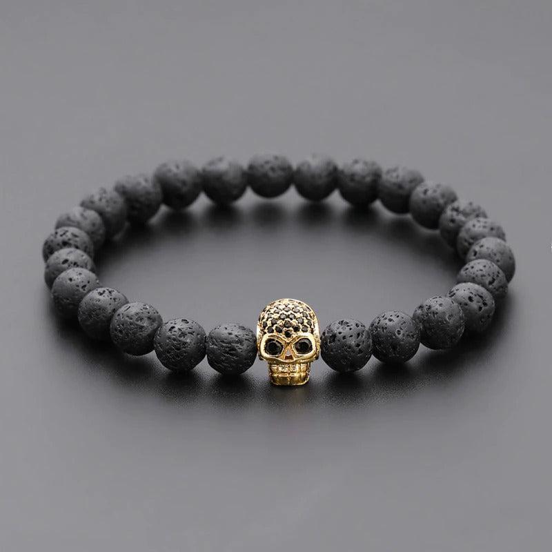 Cycolinks Skull Lava Stone Rope Bracelet - Cycolinks