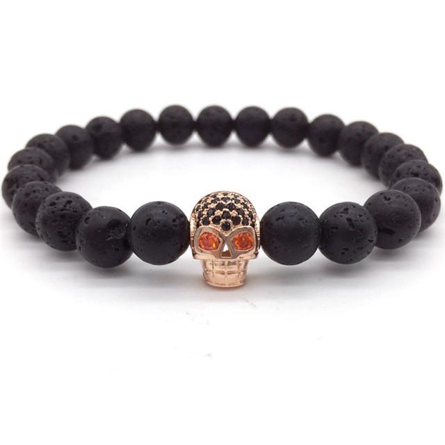 Cycolinks Skull Lava Stone Rope Bracelet - Cycolinks