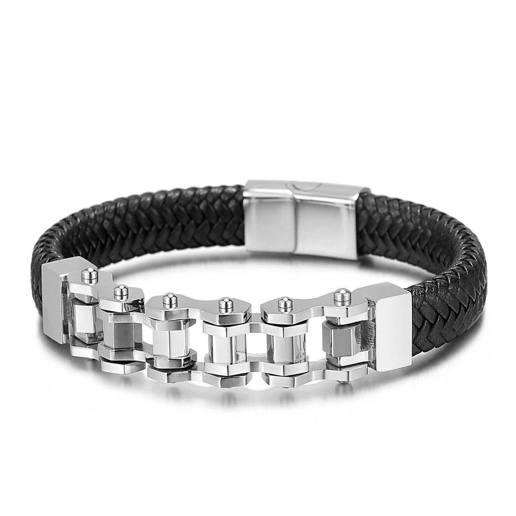 Cycolinks Braided Leather Bike Chain Bracelet - Cycolinks