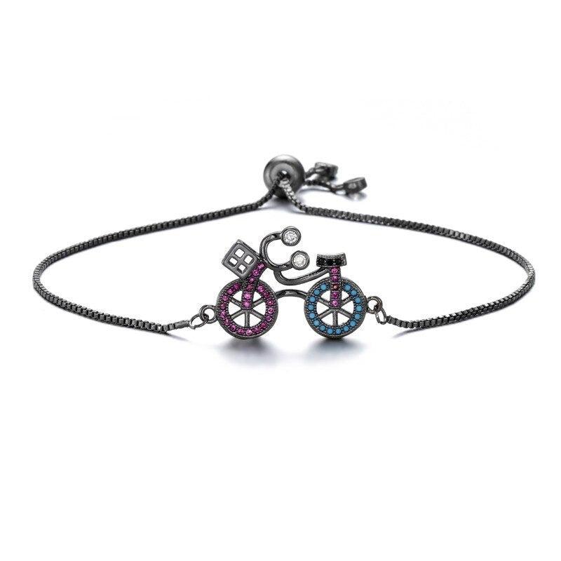 Cycolinks CZ Zircon Stone Bicycle Charm Bracelet - Cycolinks