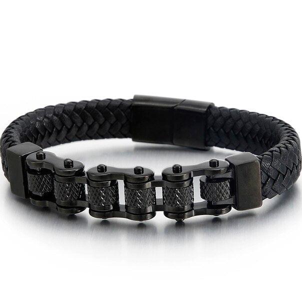 Cycolinks Retro Leather Bike Chain Bracelet - Cycolinks