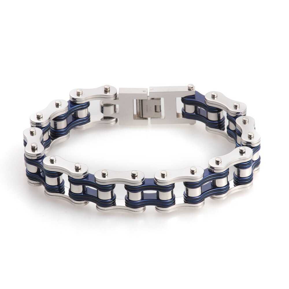 Cycolinks Silver & Blue Bike Chain Bracelet - Cycolinks