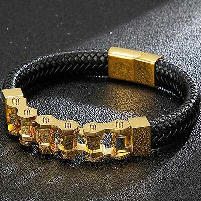 Cycolinks Braided Leather Bike Chain Bracelet - Cycolinks