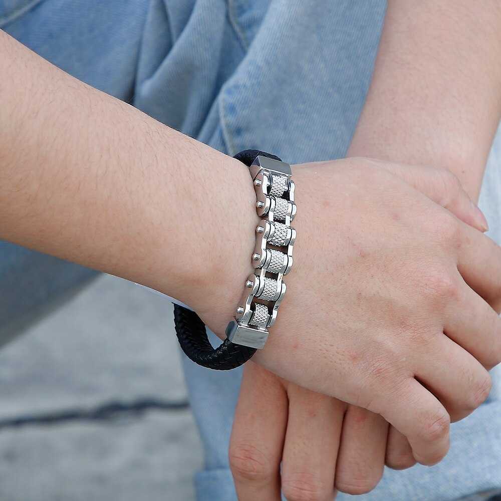 Cycolinks Retro Leather Bike Chain Bracelet - Cycolinks