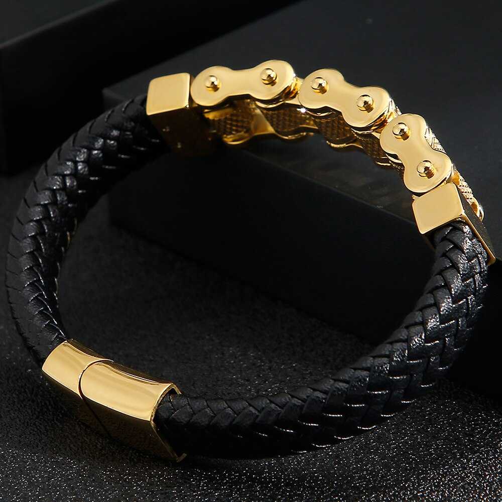 Cycolinks Retro Leather Bike Chain Bracelet - Cycolinks